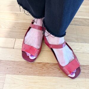 Francesco Morichetti Red Leather Sandals